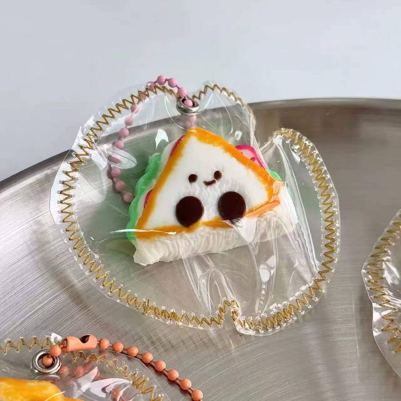 Kawaii Toast Squishy Keychain  Cute Bread Slice Stress Toy